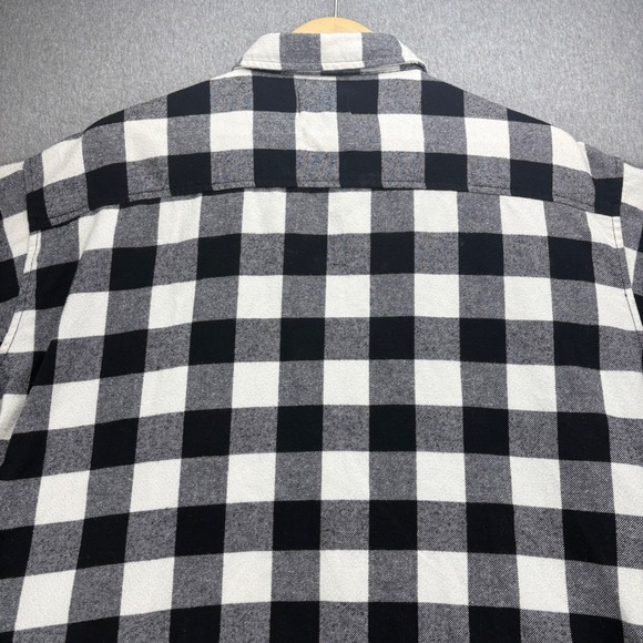 Risen Buffalo Plaid Flannel Men's S Black White Oversized Long Sleeve Button Up - Picture 5 of 14